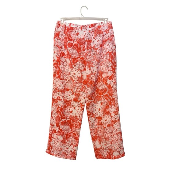 BFA Classics Floral Print Pants Size Large Petite Coral White Made In USA VTG - Picture 1 of 4